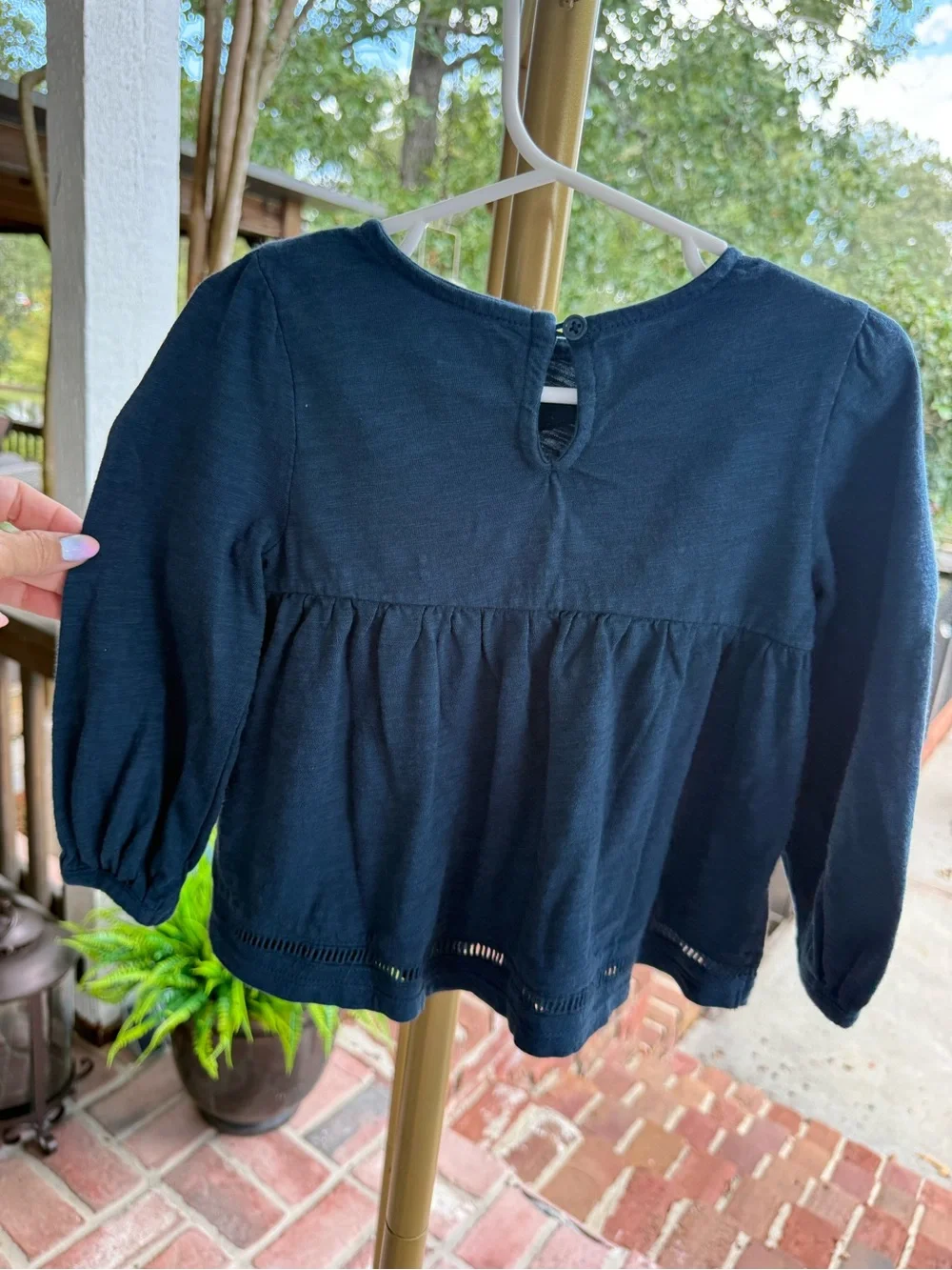 Old Navy Navy Blue Long-Sleeve Peplum Top for Girls 2T